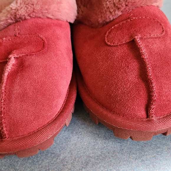 UGG Pink Suede Women's Shearling Slip-On Slippers - Picture 10 of 10
